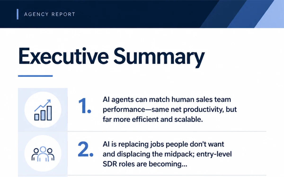 Preview of a client-ready agency report generated from a long source.